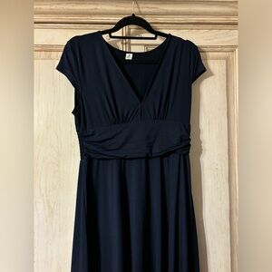 Anrabess Long Navy Blue V-neck Highwaisted Dress. Size M. Work once